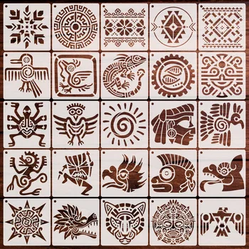 25Pcs Aztec Pattern Stencils 1