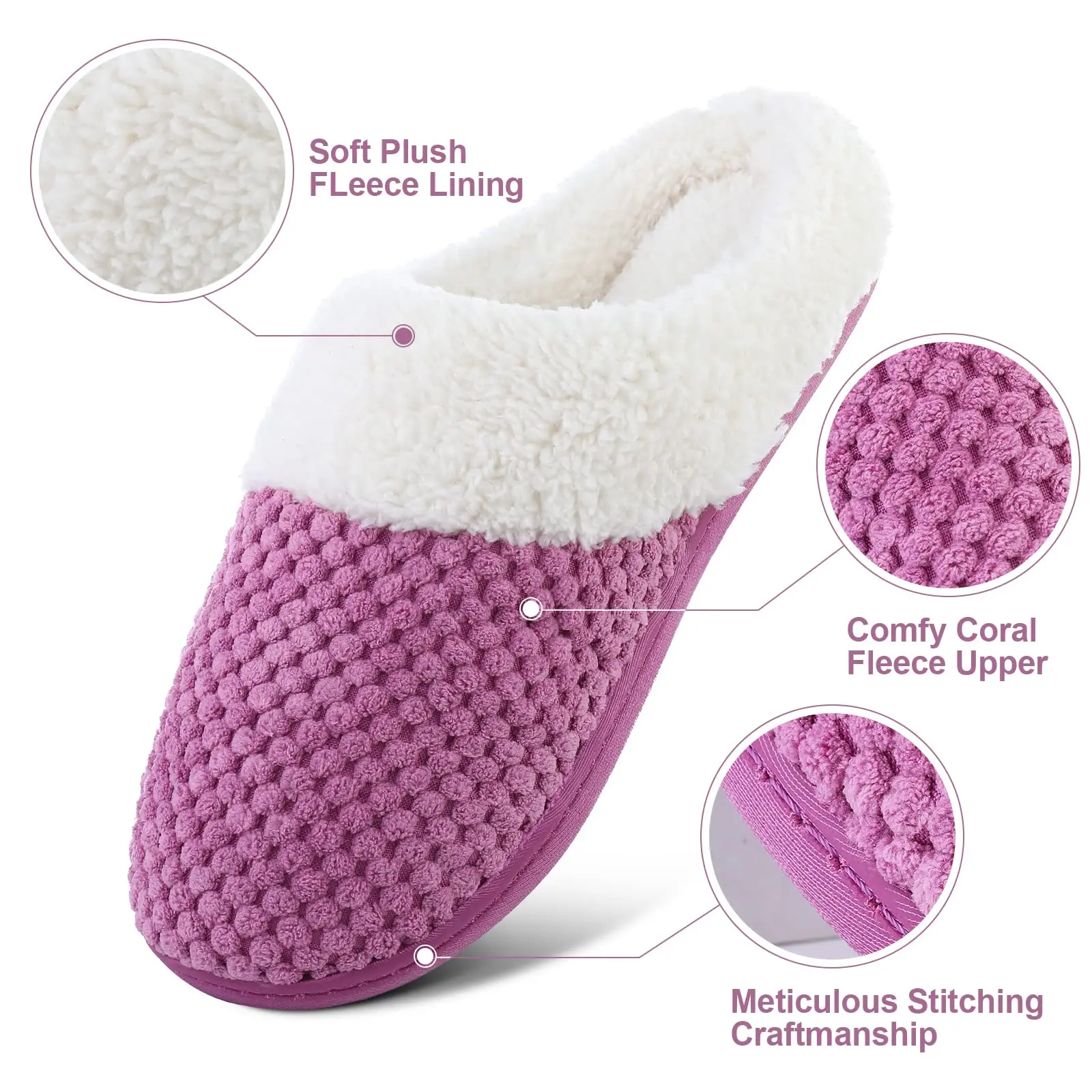 Shevalues Winter-Hausschuhe mit Plüschfutter für Damen, flauschige, gemütliche Innenrutschen, warme, rutschfeste Waffelfell-Unisex-Baumwollhausschuhe – Detail 15