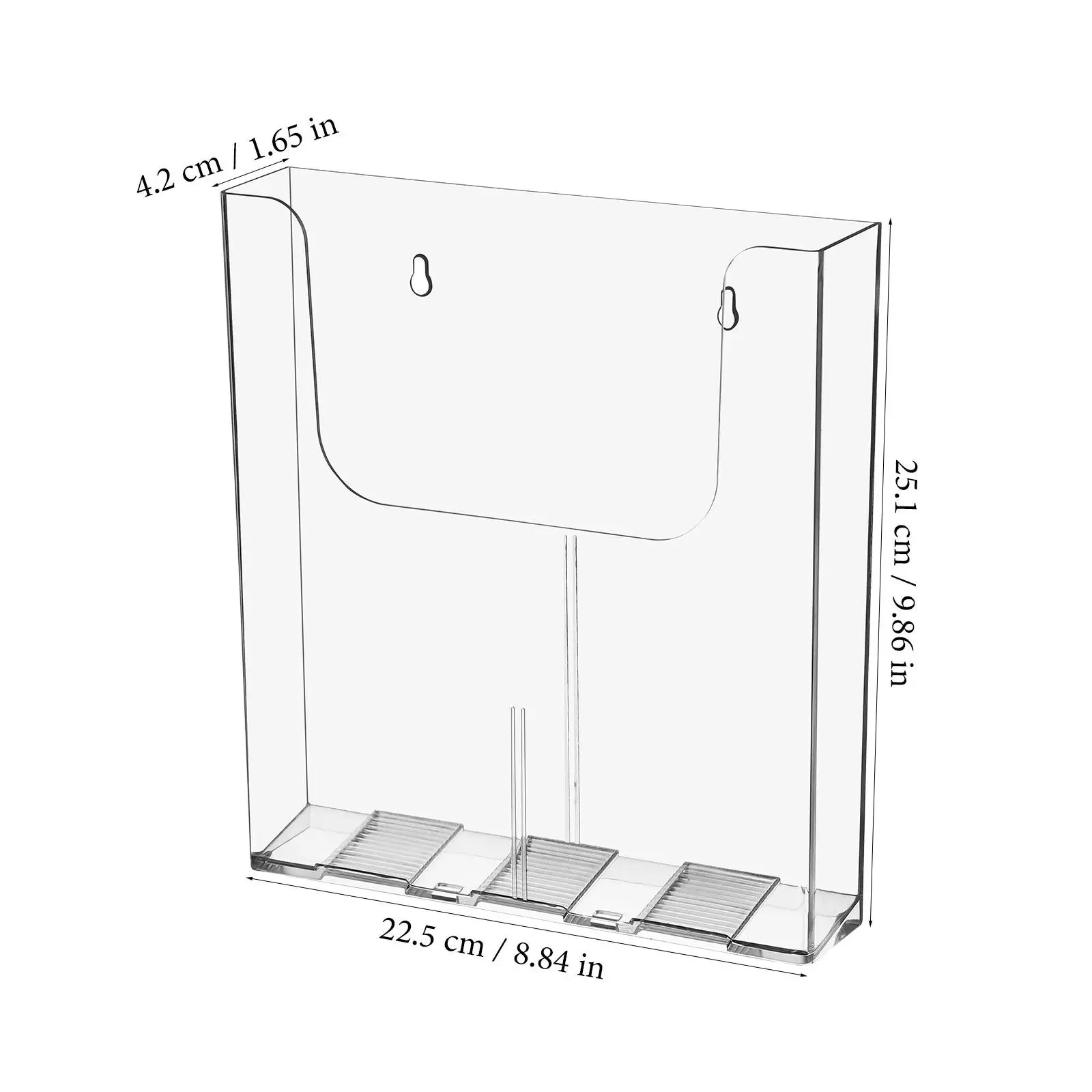 2Pcs 튼튼한 아크릴 벽 파일 홀더 투명 A4 문서 정리함 쇼핑몰 사무실 전시용 간편 설치 브로셔 디스플레이 랙