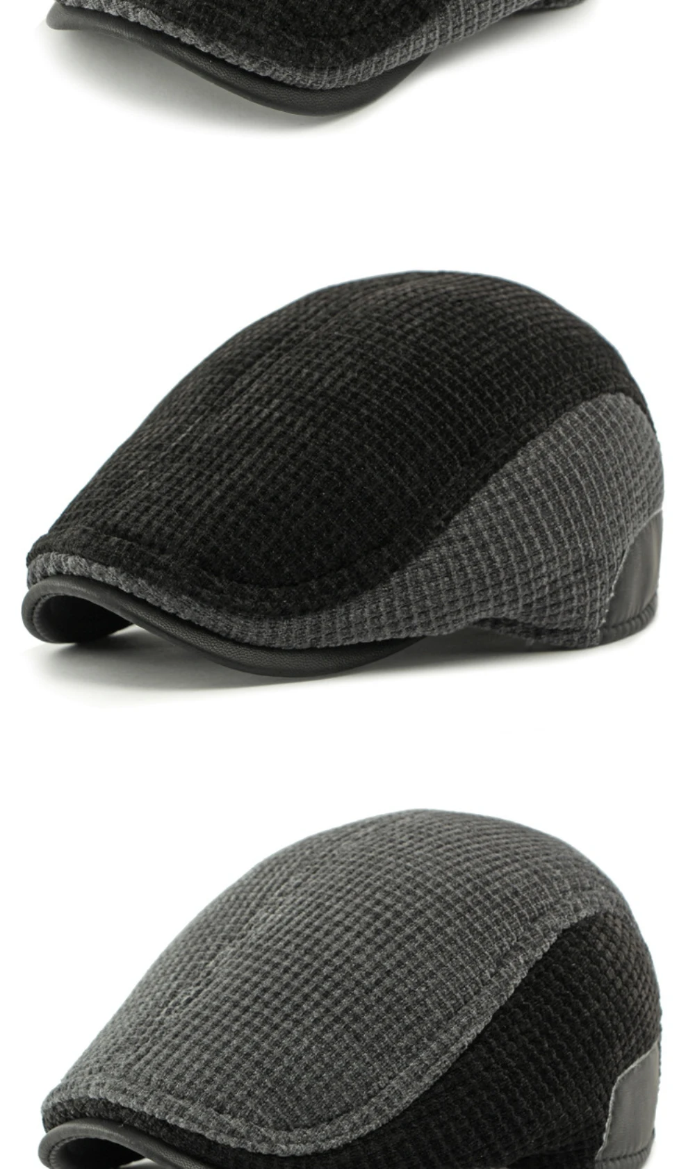 HT4539 Männer Berets Dicke Warme Winter Hut Kappen für Männer Männlich Ivy Flache Kappe Gestrickte Künstler Maler Baskenmütze Hut mit Ohrenklappen Baskenmütze Kappe – Detail 8