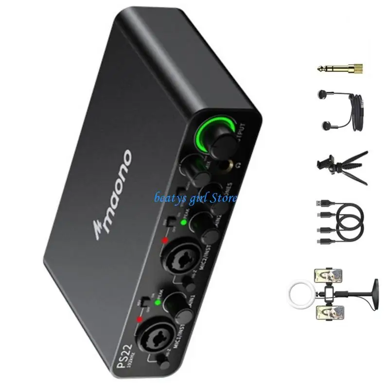 C7AB 사운드 인터페이스 USB XLR 마이크 악기 컴퓨터용 TRS 24bit/192kHz
