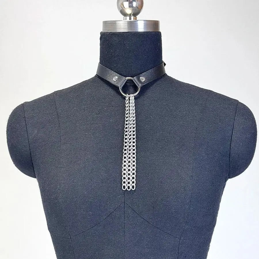 Ladies' Sexy Leather Chain Neck Decorative Strap with Adjustable Fun Collar Accessories Daily Dating BDSM Clothing Accessories