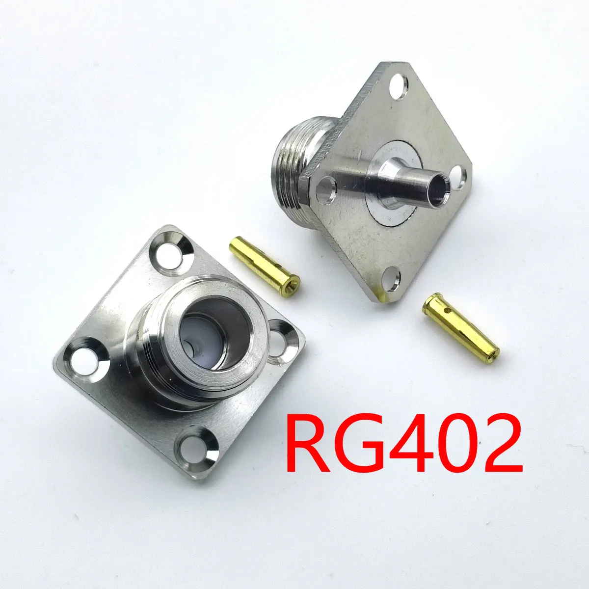 

N Female 4 hole Panel Mount Crimp RG402 0.141" cable RF adapter