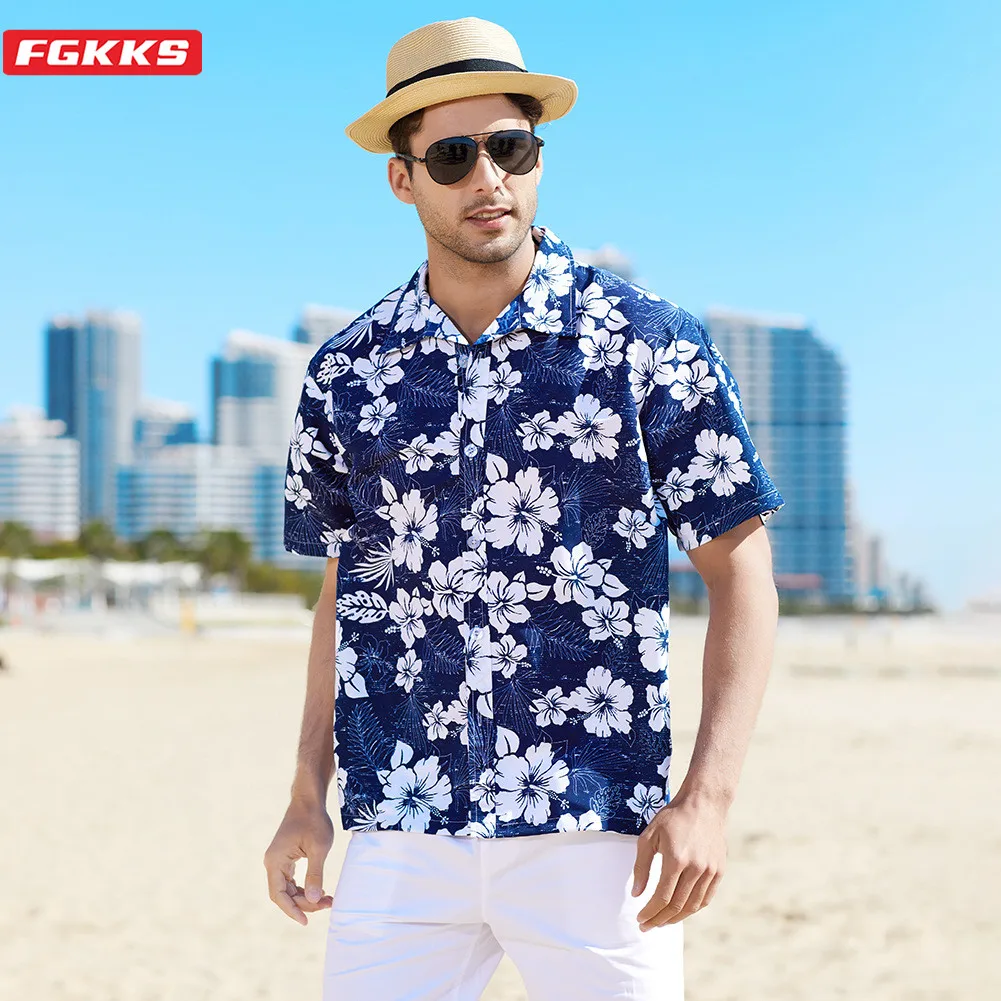 FGKKS Hawaiian Shirt Men Clothes 2022 Summer Camisa Havaiana