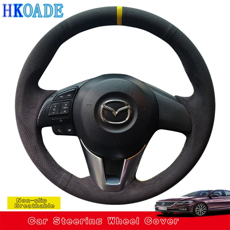 Customize Suede DIY Car Steering Wheel Cover For Mazda 3 Axela Mazda 6
