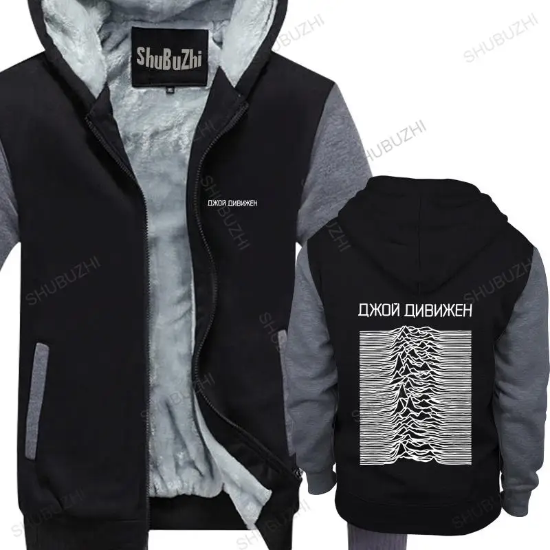 Homme Felpe Con Cappuccio In Cotone Zipper Men Novità Felpa Con Cappuccio Joy Division Unknown Pleasures Cyrillic Brand Winter Hoodie Warm Jacket
