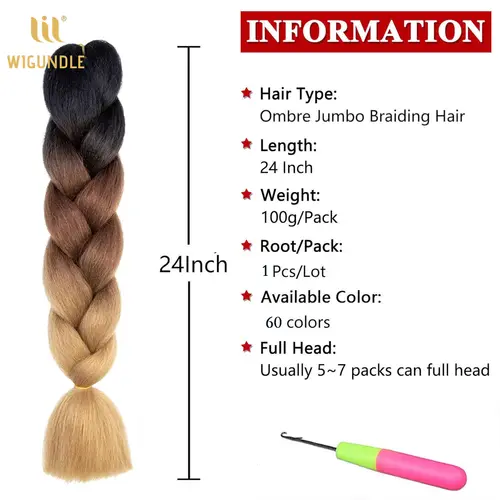 Long 24Inch Jumbo Braid Extensions Cos Synthetic Braiding Hair Afro Ombre Color Kanekalon Hair for Children/Women Braid - Image 4