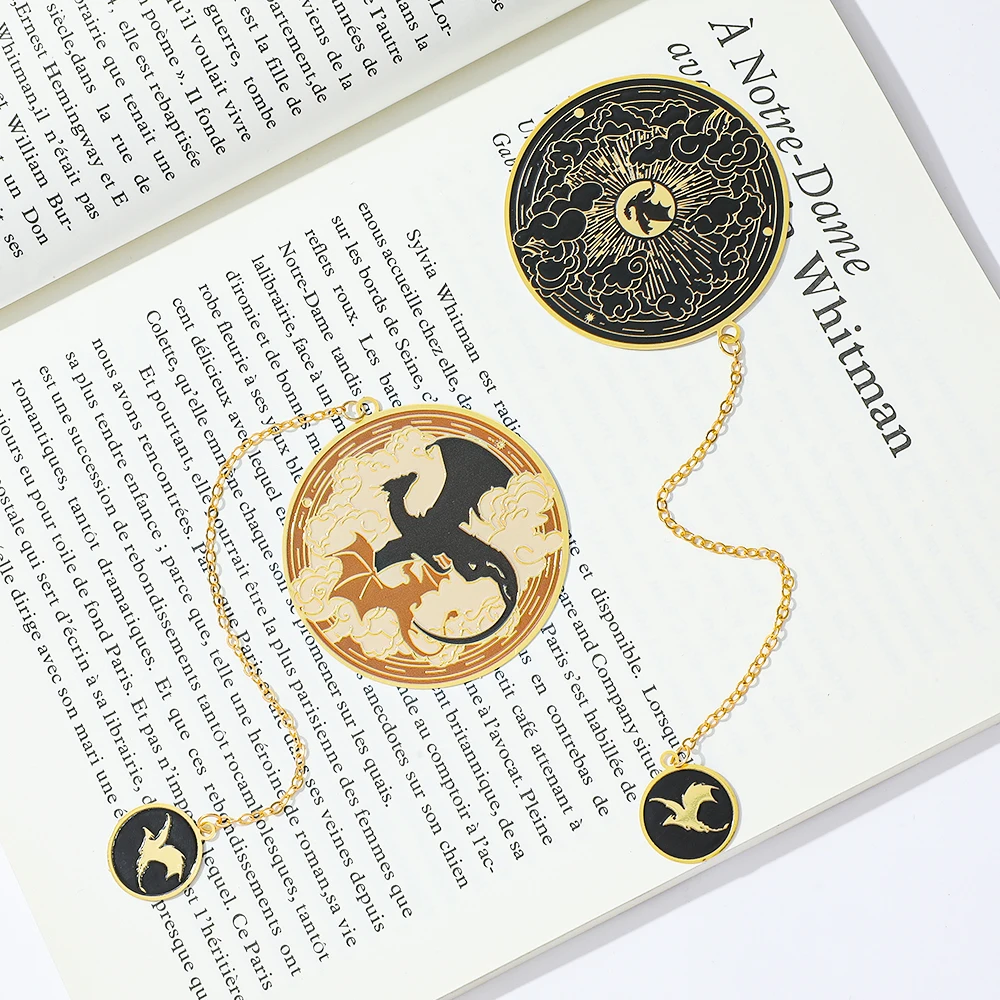 Empyrean Bookmark Sky Dragon Metal Bookmarks Gold Edge Designs For Book Lovers Fans Women Reading Accessories School Supplies