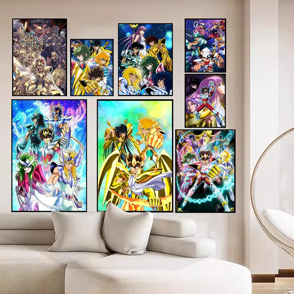 

Saint Seiya Poster Self-adhesive Art Poster Retro Kraft Paper Sticker DIY Room Bar Cafe Vintage Decorative Painting