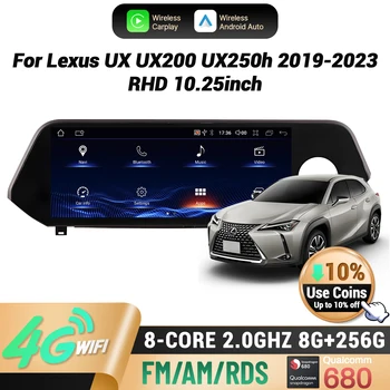 10,25 "con volante a la derecha para Lexus UX UX200 UX250h 2019-2023 Radio de coche inalámbrico CarPlay Multimedia pantalla Snapdragon 680 1