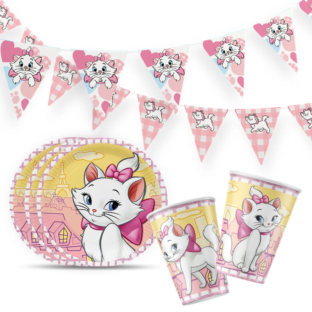 Marie Cat Disposable Party Supplies Foil Balloon Cup Plate Baby Shower Disney The AristoCats Decoration