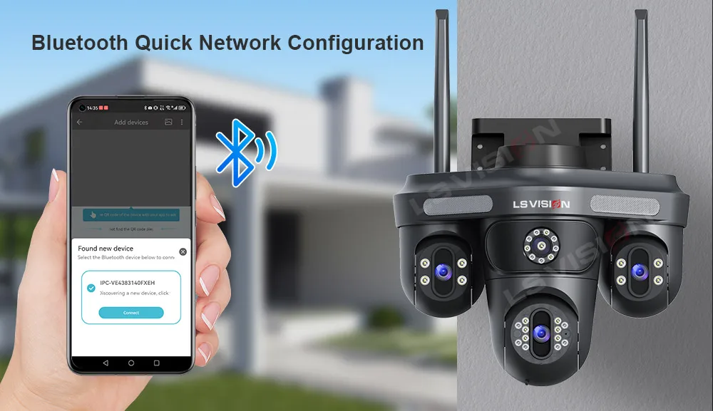 15MP WiFi Security Camera Three Screens Outdoor IP Camera Three PTZ 2-Way Audio