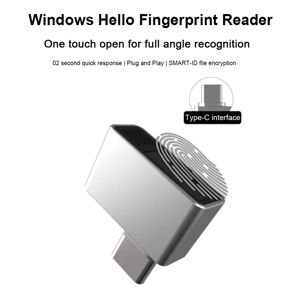 USB Type-C Fingerprint Unlock Reader Module for Windows 7/8/10/11 Hello Fingerprint USB Biometric Scanner Padlock For Laptop PC