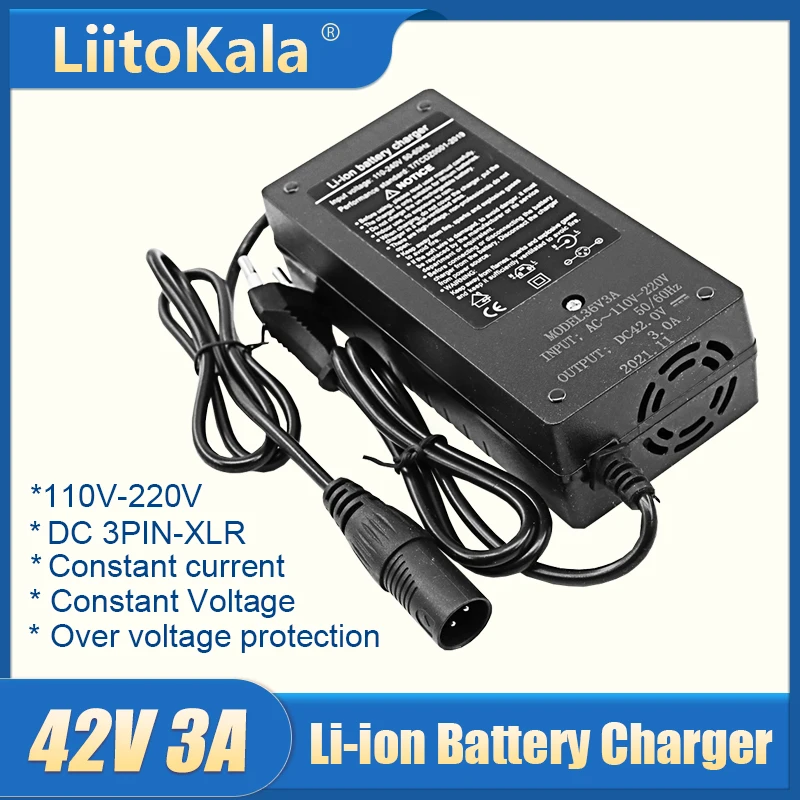 

Зарядное устройство LiitoKala XLR для электрических скутеров, зарядка литиевая для 10S, 36 В, 42 В, 3 А