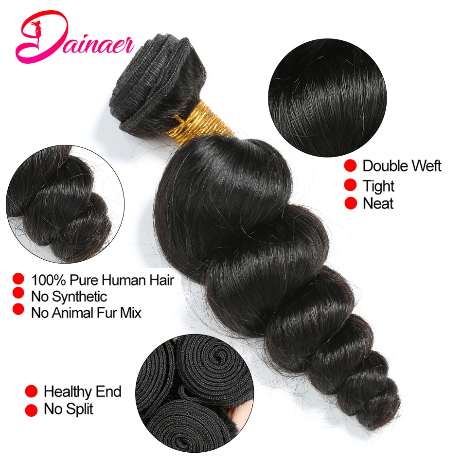 Peruvian Hair Bundles Loose Wave Hair Bundles Natural Color One Bundle Only Remy Human Extensions