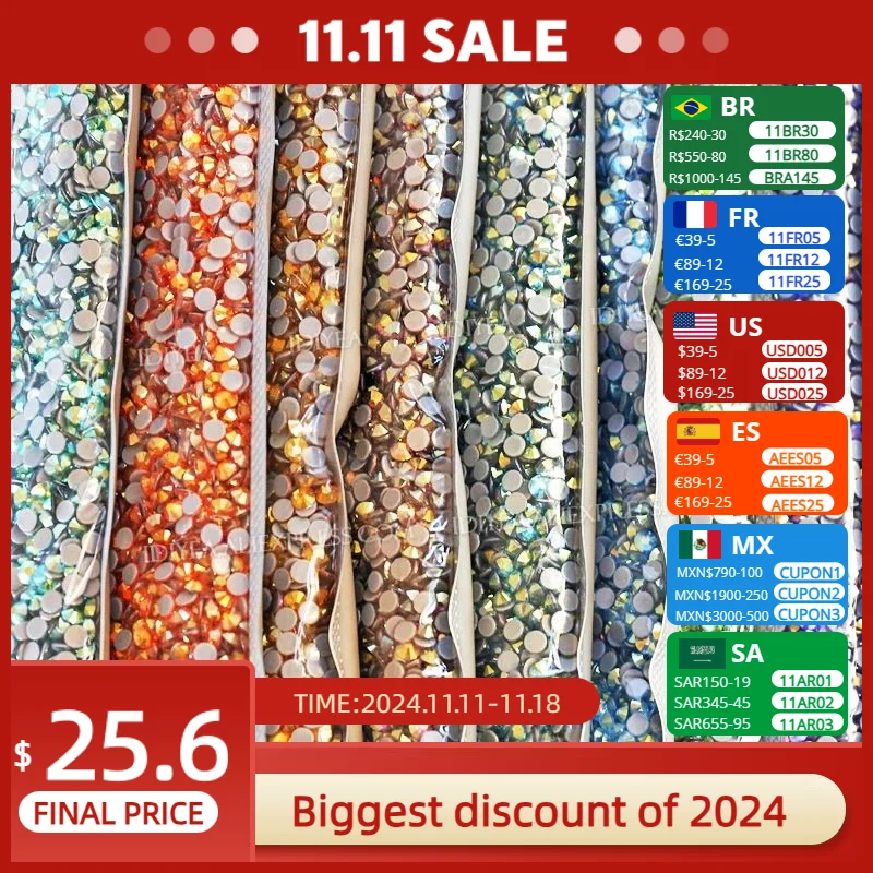 ss6-ss30 Wholesale Big Package Exquisite Shimmer CZ AB Hard Hot Fix Crystal Flat Back Rhinestone Strass Glitter Stone For 3D DIY