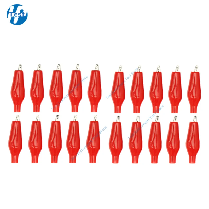 20 Pcs 28MM Black Red Yellow Blue Green White Soft Plastic Coated Testing Probe Mini Alligator Test Clips