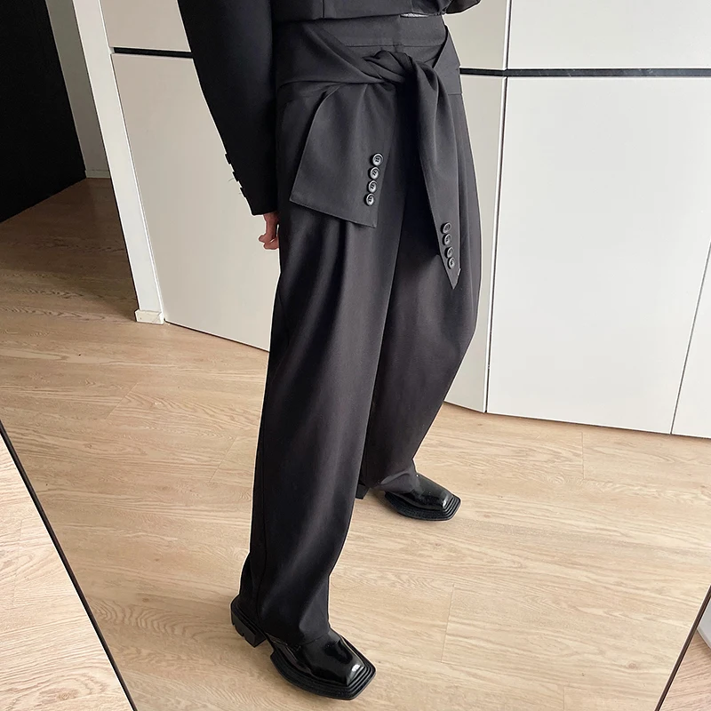 

2023Vintage Pants Removable Casual Men Waist Sets Sleeve Pant Man Harajuku Korean Streetwear Trend Fashion Suit Long Trousers