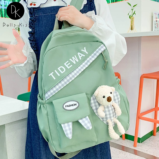 Mochila verde para mujer, bolsa de viaje para chica, mochila para portátil,  mochilas escolares de nailon para mujer, a la moda - AliExpress