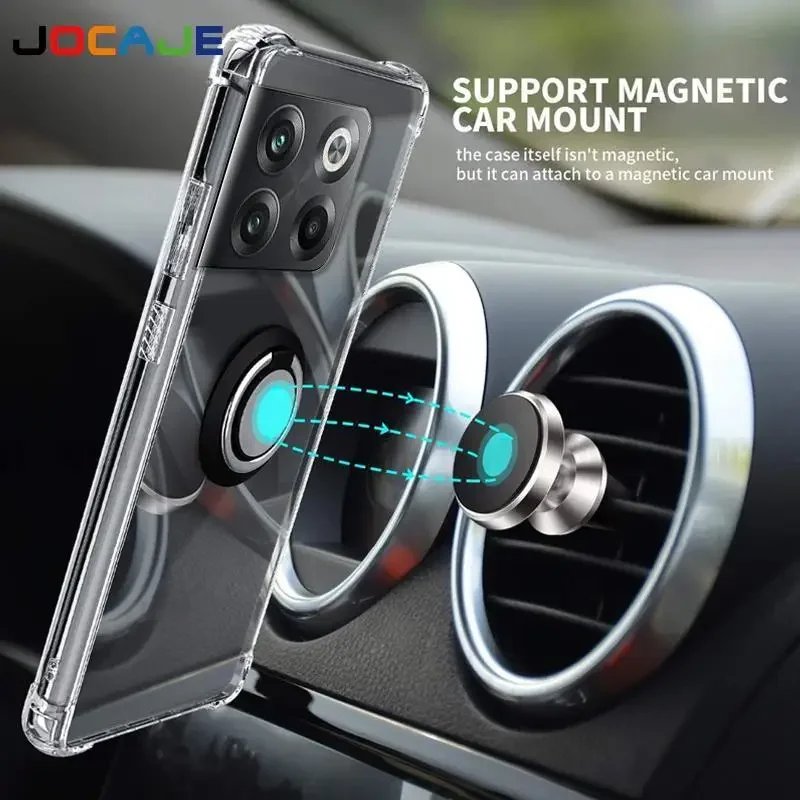 Clear Soft Silicone Phone Case with Ring Holder and Airbag Shockproof Protection