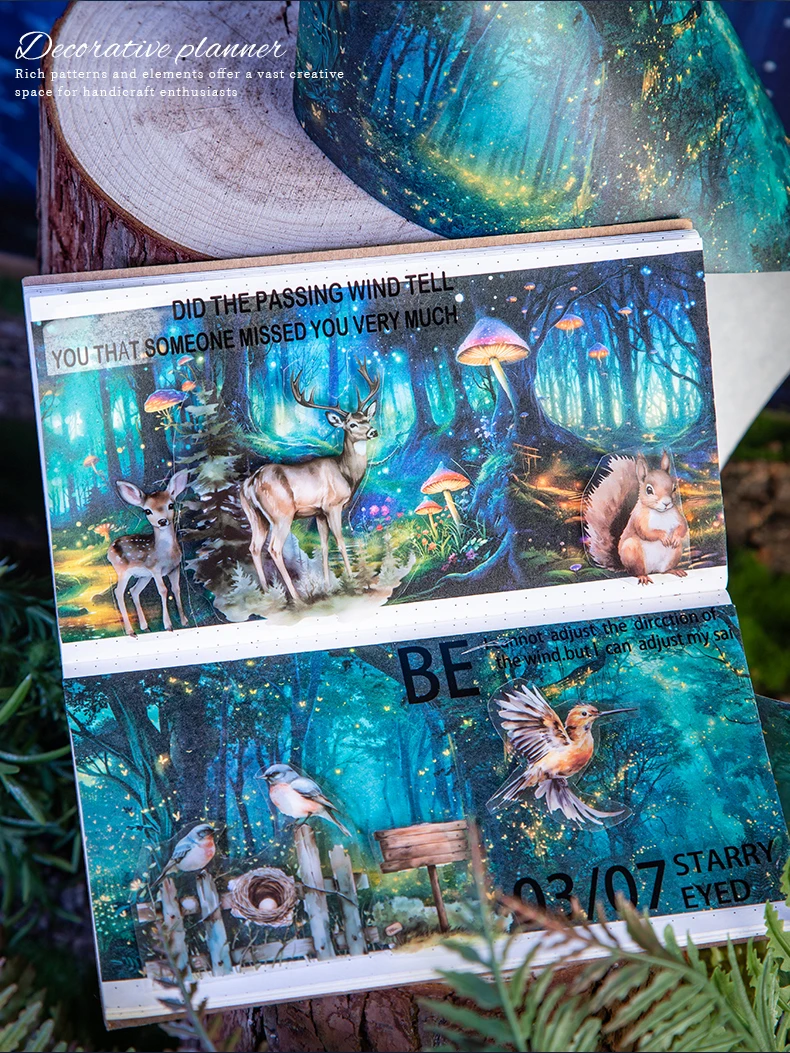 80mm*2m Nacht Wald Tapes Aufkleber Kreativität Scrapbooking Hand Konto Klebstoff handgemachte Diy Junk Journal Handwerk liefert – Detail 13