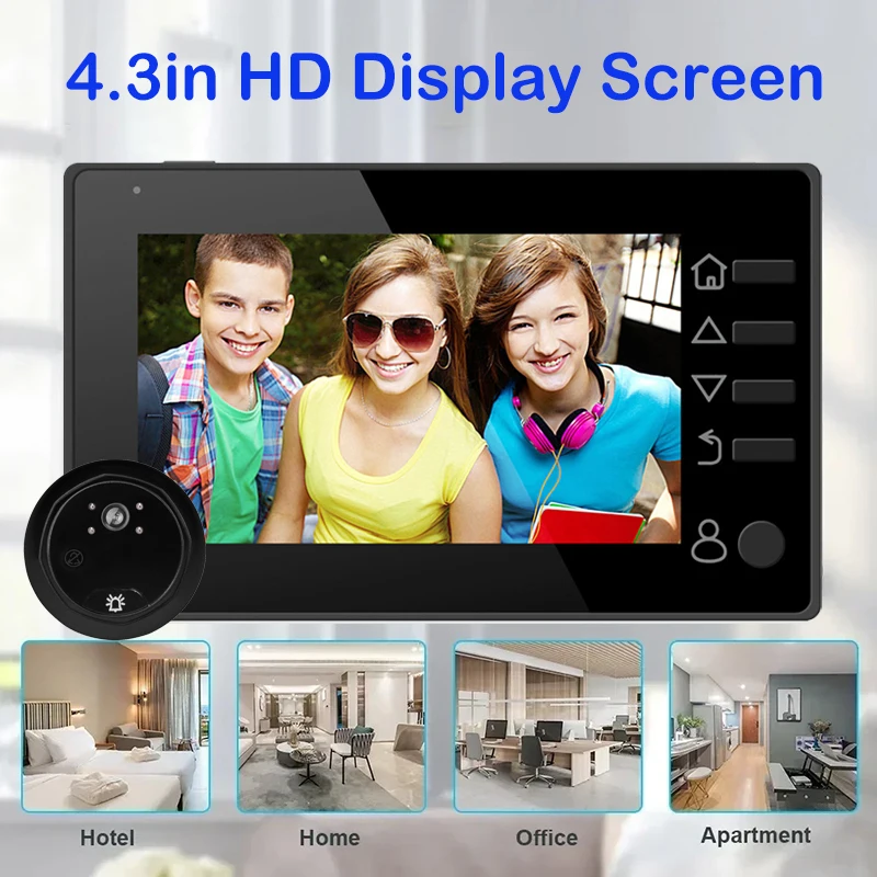 New 4.3 Inch Peephole 140° Smart Video Doorbells Door Viewer Camera Security Monitor 1080P HD Visual Doorbell