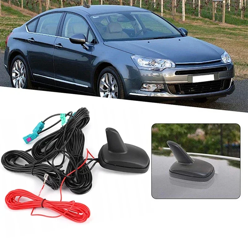 

12V Car Roof Mount Shark Fin Antenna GPS+DAB+FM/AM Radio Signal Aerial Universal Accessory Auto Accessories Black