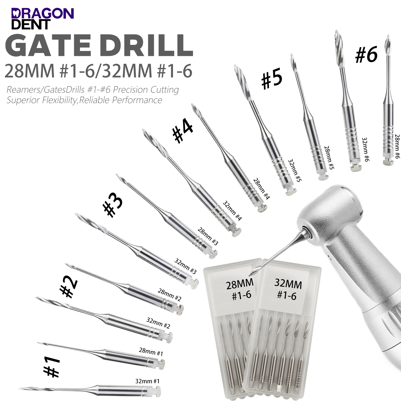 Forets endodontiques gates glidden en acier inoxydable dentaire_voghion.com