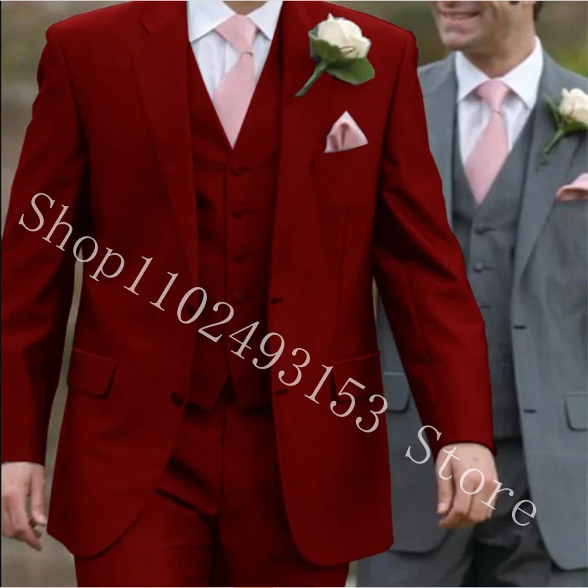 Tailor Made Wedding Suits For Men 3 Pieces Formal Male Suits Groom Tuexdos For Wedding Blazer+Vest+Pants Costume Homme Mariage