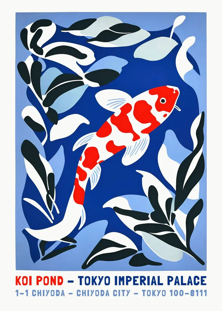 thumbnail image 1 of Pósteres e impresiones de lienzo con diseño de pez koi abstracto, pulpo, jazz, Tokio, estética japonesa, arte de pared para decoración de sala de estar, 1 of 5