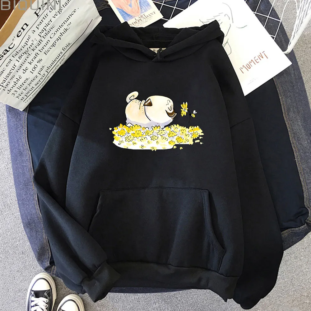 

Pug Dog Seal Sweatshirts Women Fashion Cute/kawaii Printed Hoodies Autumn Winter Casual Loose and Popular Tops Slight Strech