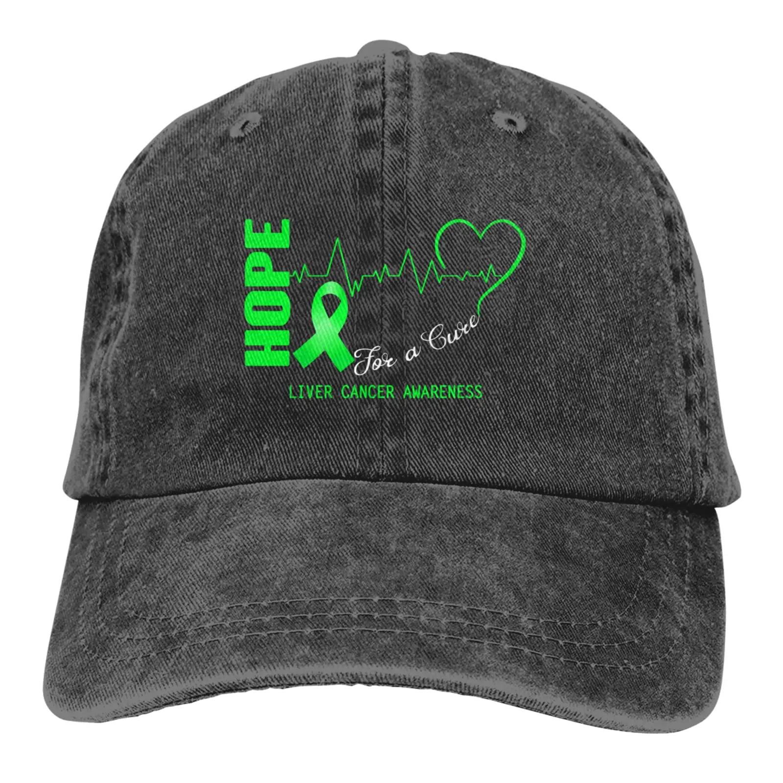 Hope for A Cure Liver Cancer Awareness Baseball Caps Unisex Cowboy Hat Casquette Cap Vintage Adjustable Fashion Black