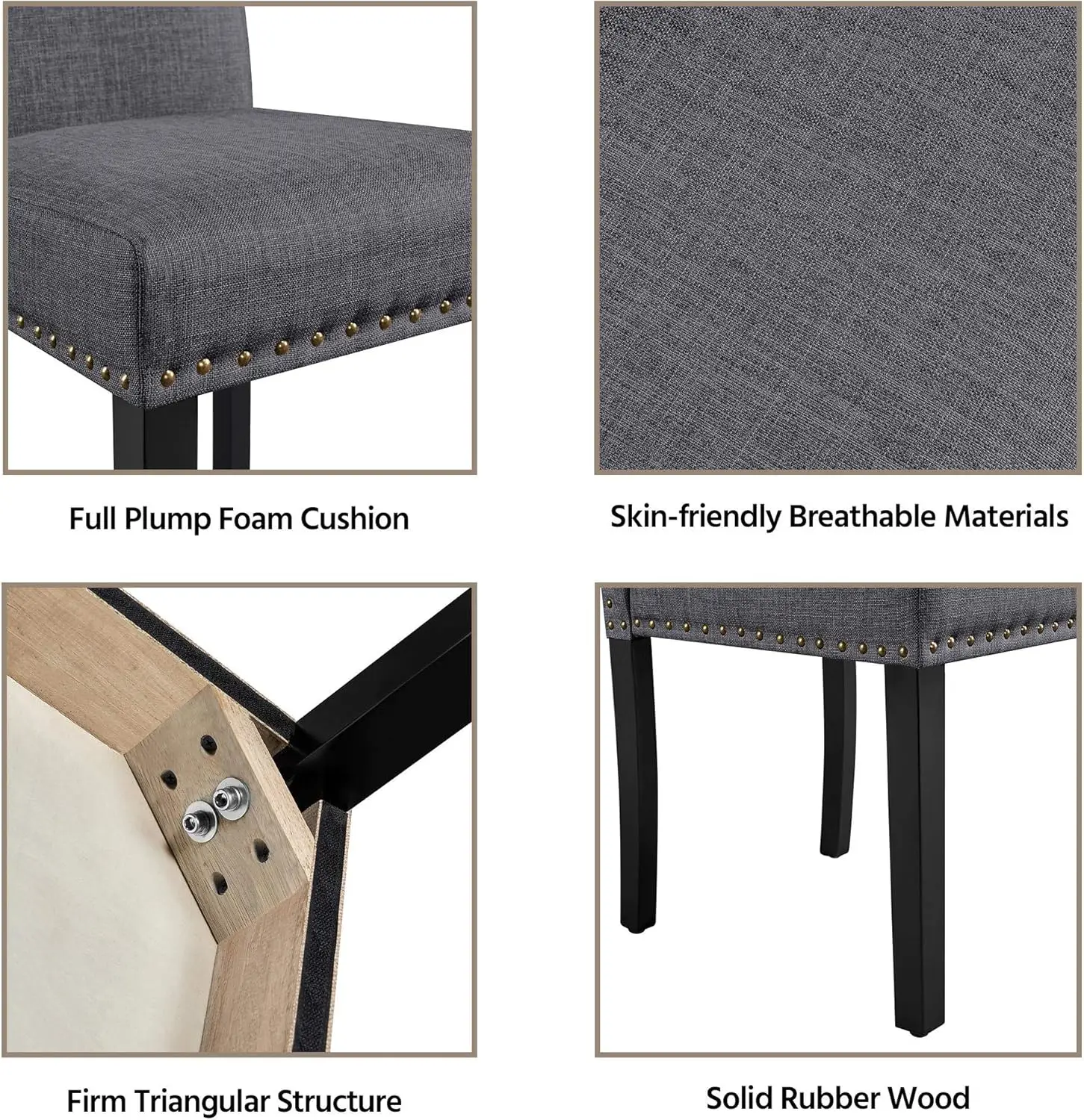 Dining Chairs with Rubber Wood Legs and Non-woven fabric Armless Chairs for Kitchen Living Room Hotel Wedding Lounge