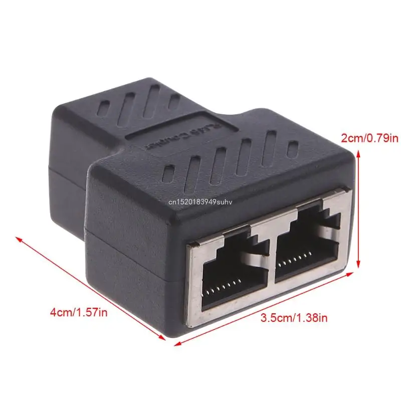 Ethernet RJ45 Splitter Adapter and Coupler Extender 1-to-2 Female Plug Connector