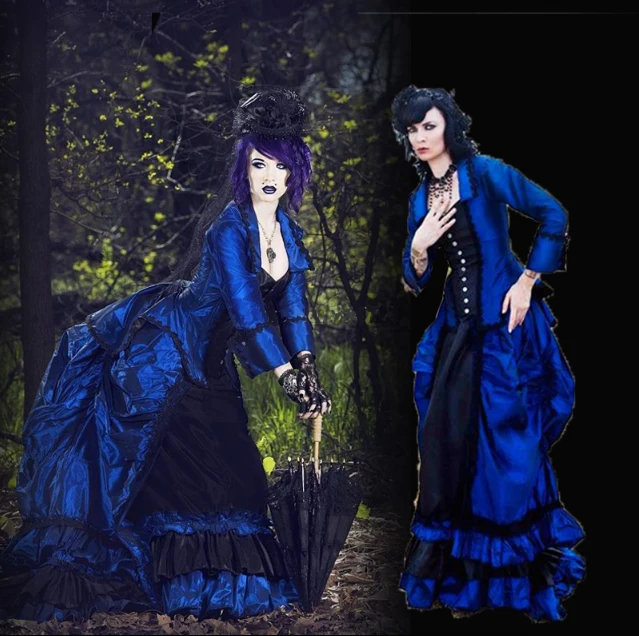 

Victorian Gothic blue dress Civil War Southern Belle dress Ball Gown Steampunk blue Duchess Evening Dress vampire dress