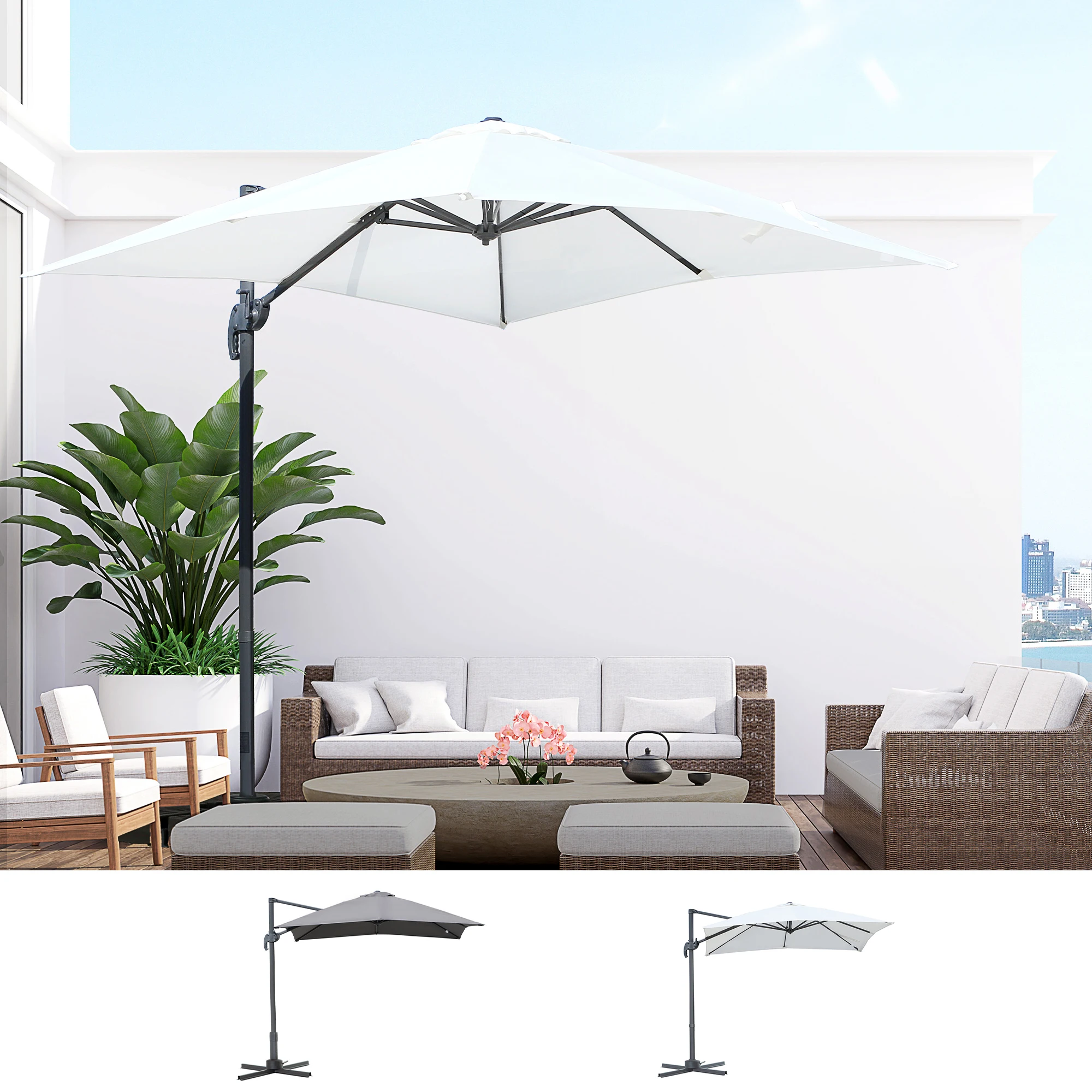 Sunshade Oxford UV protection Ø 180 cm 8 Rods Aluminium