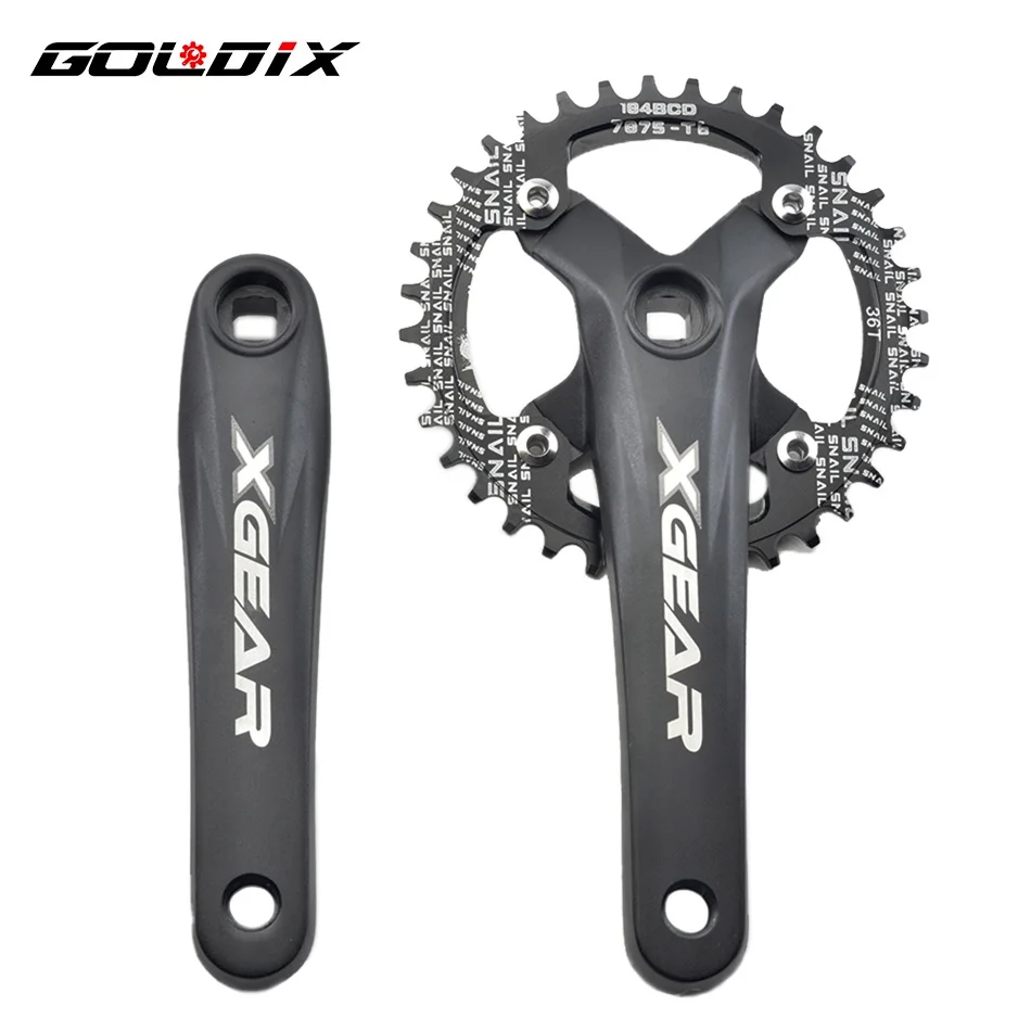 GOLDIX Bicycle Crankset 104BCD Mountain Bike Square Hole Crank Aluminum Alloy Crank 170mm Black 32T 34T 36T 38T 40T 42T 6