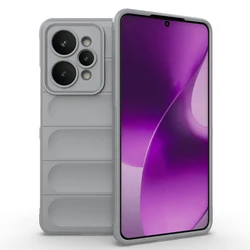 Shockproof Shield Phone Case with TPU Frame and Flannel Lining - Four - Corner Airbag Protection for Realme 15 (Gray)