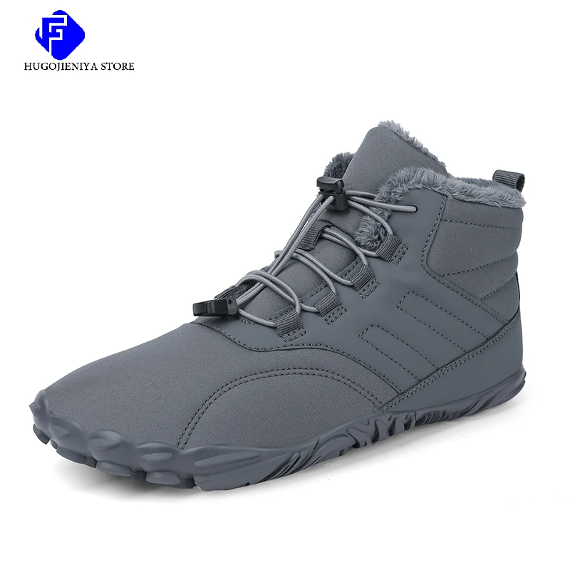 Men BareFoot Boots For 2023 Couple Waterproof Snow Boots Outdoor Walking Shoe Warm Fur Ankle Leisure Shoes Non-slip Big Size 47