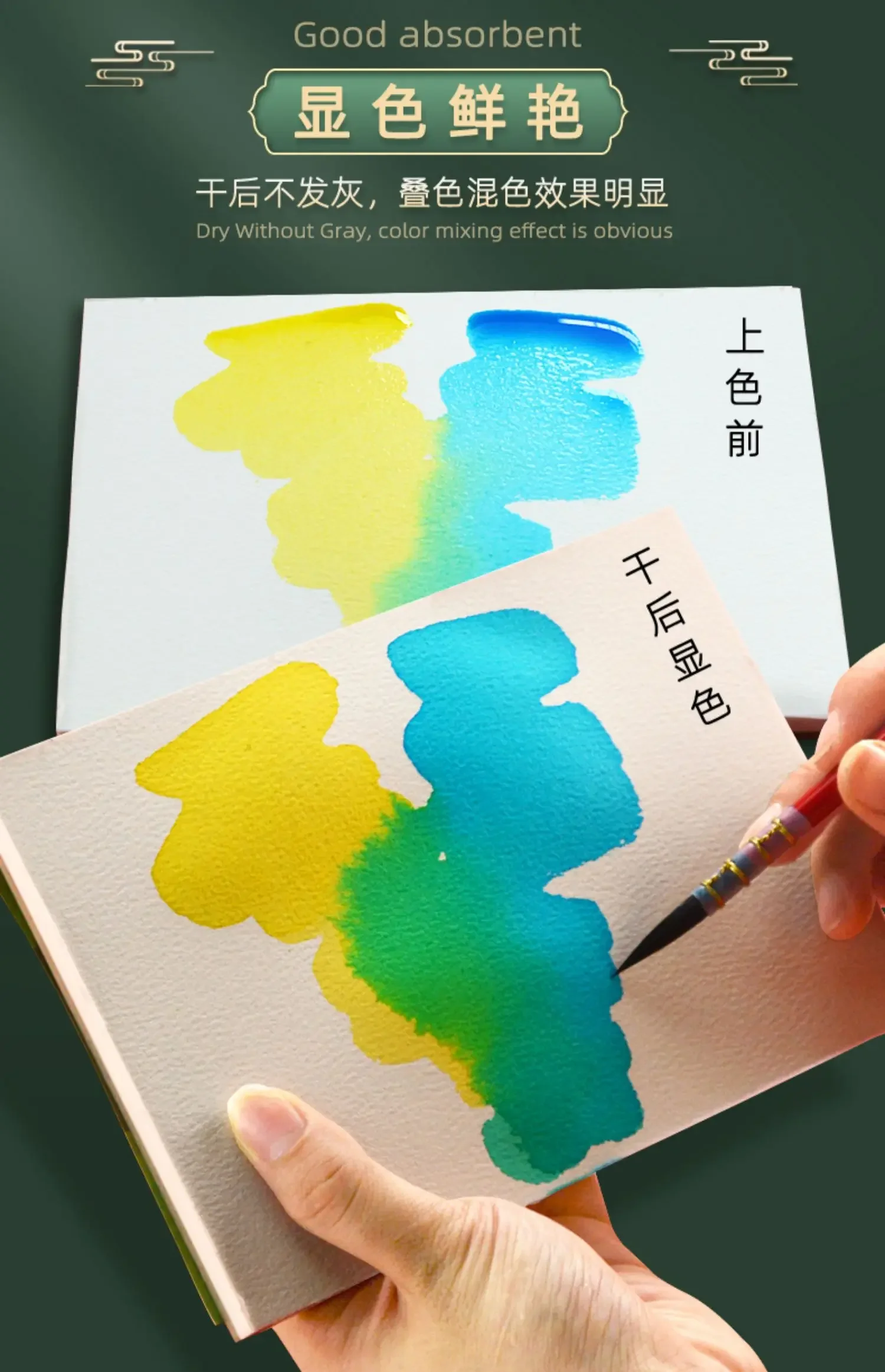 Baohong Premium-Aquarellblock, 20 Blatt, säurefrei, 300 g, 140 lb Papier, Nass-/Trockenmedien für Anfänger, Künstler und Profis – Detail 19