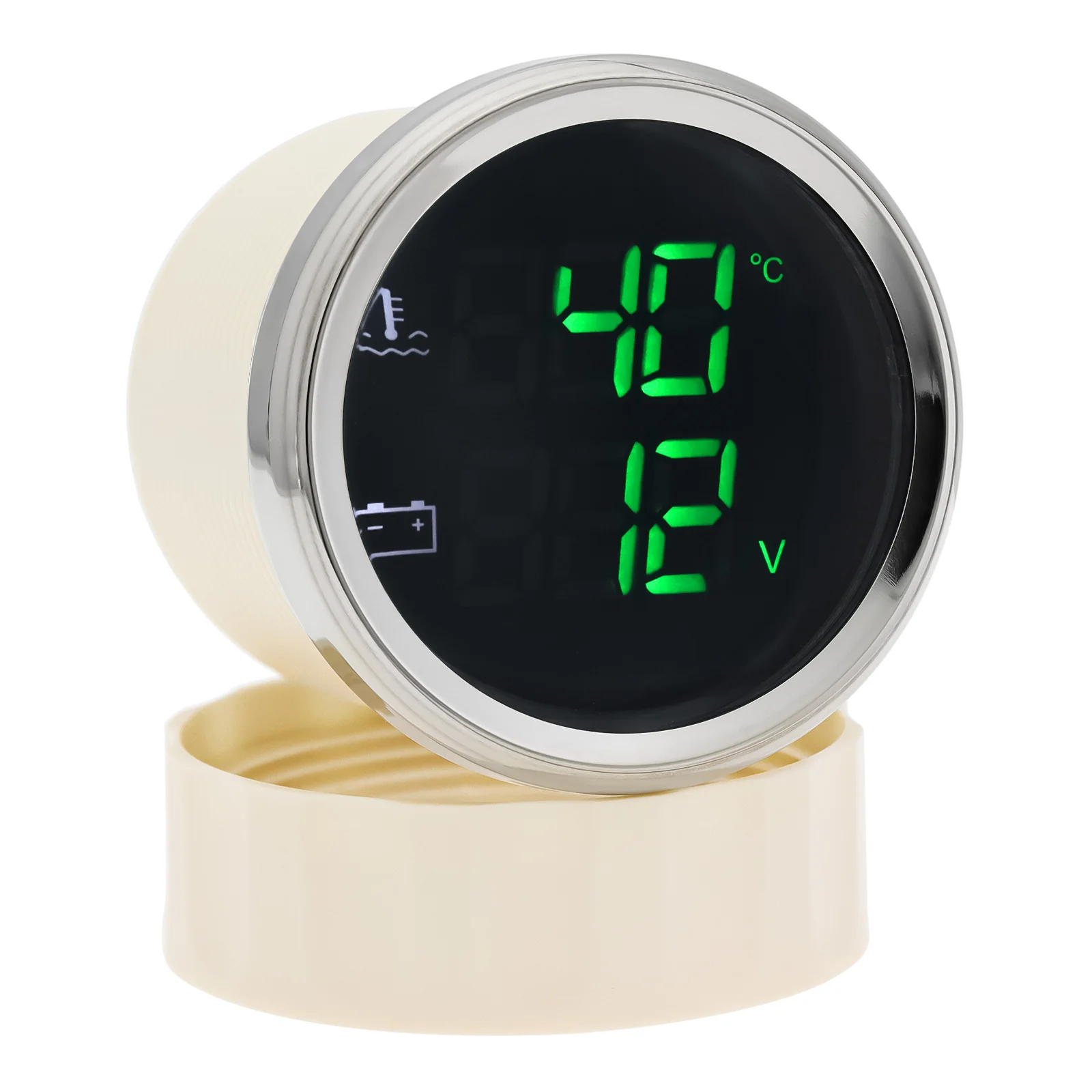 디지털 LED 수온 게이지 전압계, 맞춤형 어댑터가 있는 자동 오토바이 차량 게이지, 12V 24V, 2 in 1