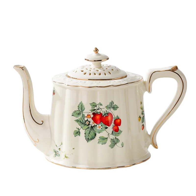 Retro European Strawberry Pattern Ceramic Cup Teacup Teapot Tea Set Afternoon Tea Accessories Coffee Mug Porcelain Cup Kettle teapot cup set
