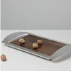 Modern Luxury Stainless Steel and Walnut Decorative Tray for Sample Room Living Room Home Decor 2
