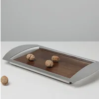 Modern Luxury Stainless Steel and Walnut Decorative Tray for Sample Room Living Room Home Decor 2