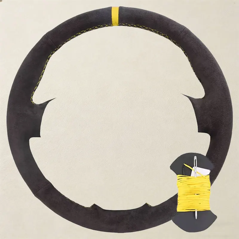 Premium Suede Leather Steering Wheel Cover - Luxury Auto Accessory Grip Cover