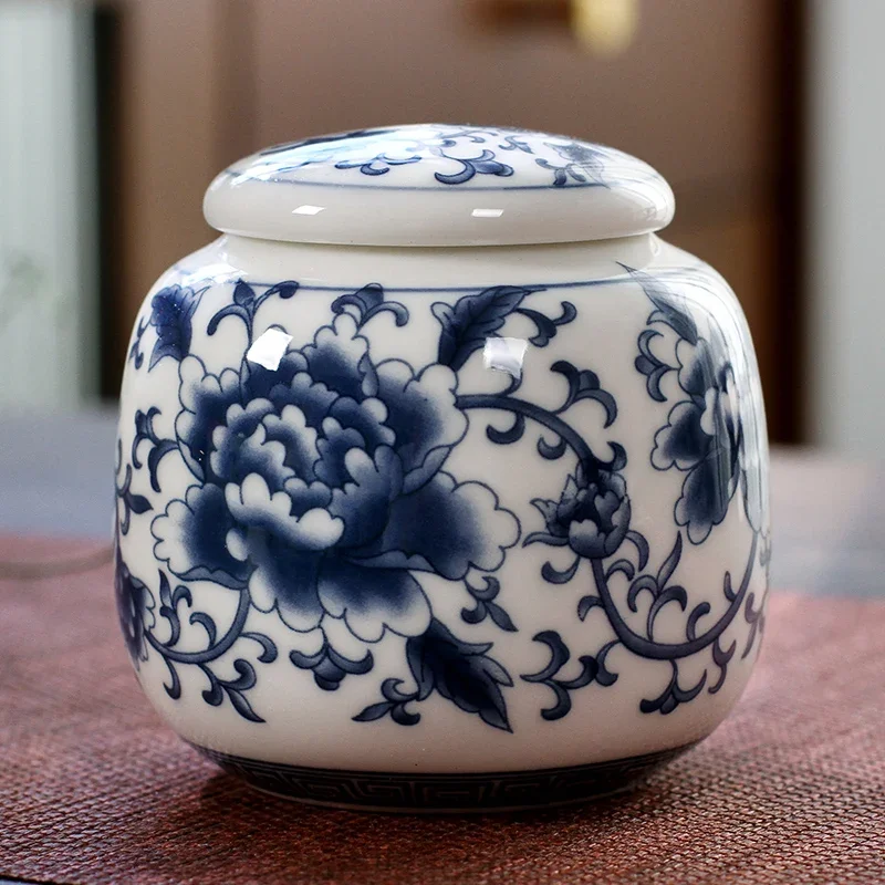 Chinese Blue and White Porcelain Tea Caddy Sealed Containers for Tieguanyin Travel Tea Bag Storage Box Coffee Canister tea tin box,tea canister,ceramic storage jar