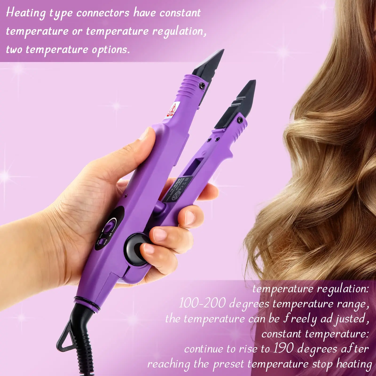 Malaika 611B Keratin K-Tips Bonding Machine Mega Hair Extension Recapsulation Iron Tool Degree Adjustable K-Tip Iron for Salon