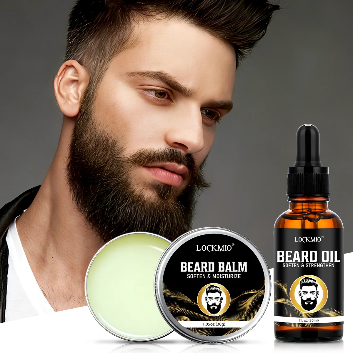 Beard Smoothing Strengthening Oil,Nourishing Conditioner,Mustache Moisturizing Softening Styling Balm,Facial Hair Shaping Butter