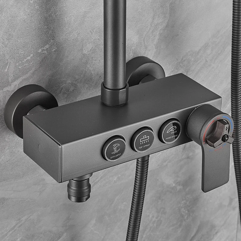 Stainless Steel Bathroom Home Constant Temperature Shower Shower Set BlackGun Grey Pressurized Bathroom Head Bath