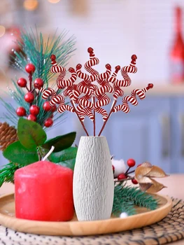 (20 pieces) Christmas decorations Christmas wool bell cuttings wool cuttings 35cm red and white C 5